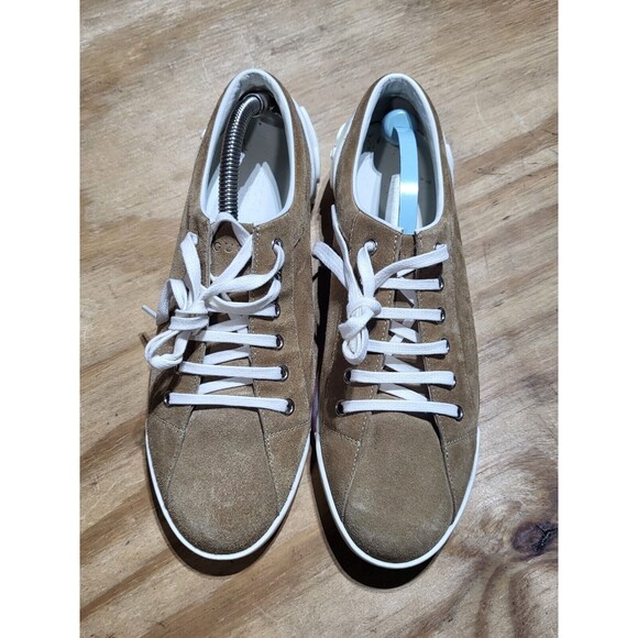 Gucci Brown Leather Suede Trainer with Script Logo Sneaker Lace Adult 7.5 - Picture 1 of 11